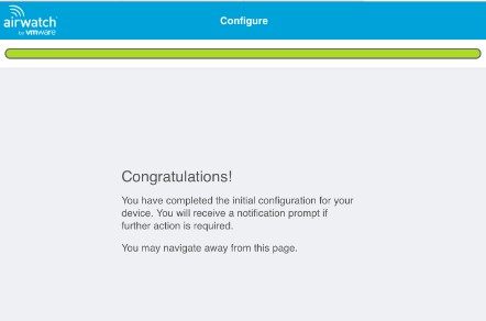 AirWatch enrollment complete